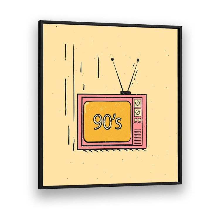 Colorful retro artwork featuring a vintage TV with "90's" text, perfect for THE 90'S, MOVIE POSTERS collection.