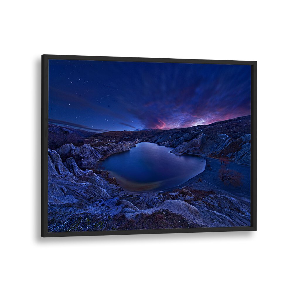 Serene BLUE LAKE landscape captures tranquil beauty, perfect for enhancing your space with stunning photography prints.