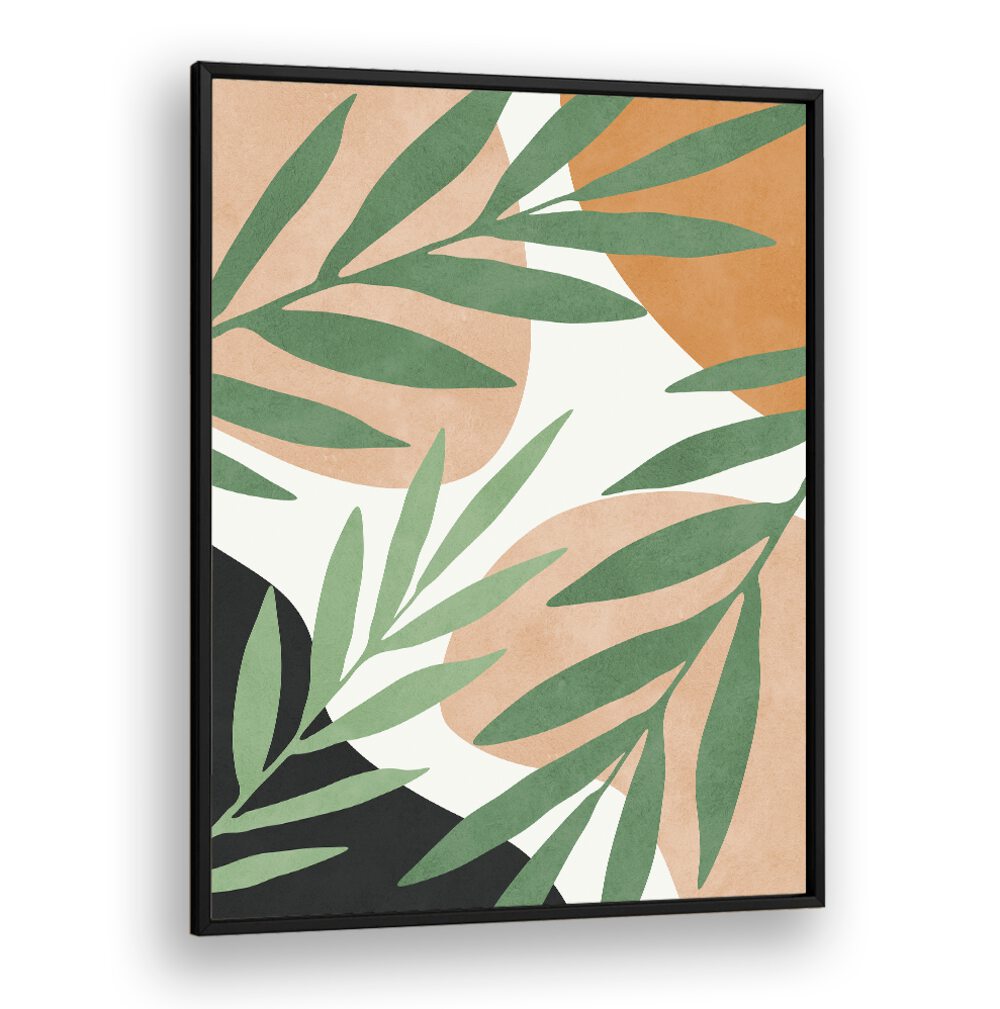 Vibrant TROPICAL V, BOHO ART PAINTINGS showcasing lush leaves and earthy tones for a refreshing decor style.