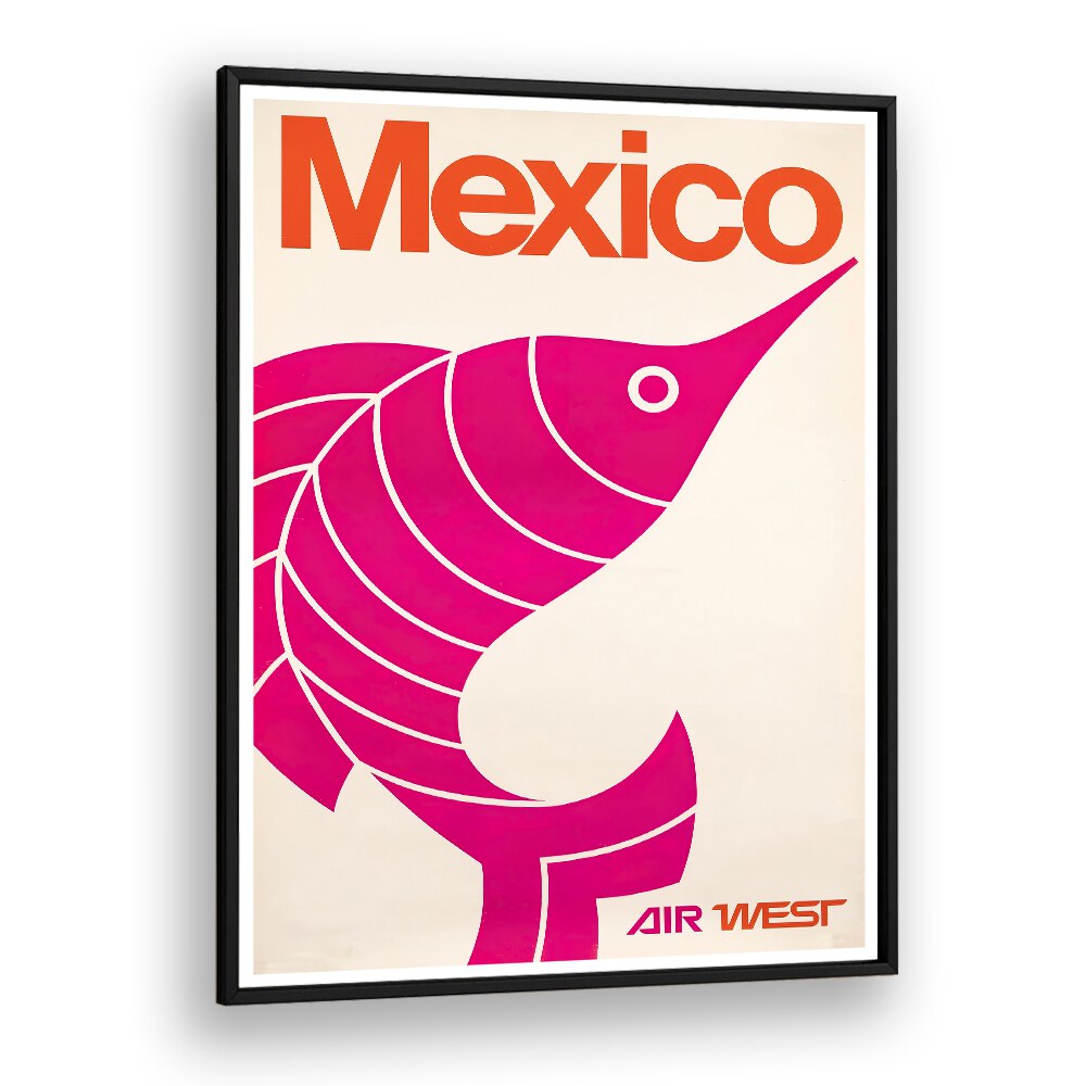 Colorful MEXICO I, VINTAGE TRAVEL POSTERS featuring a bold fish design, perfect for travel enthusiasts and decor lovers.