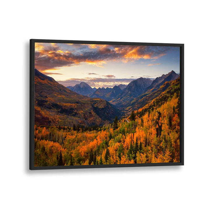 Stunning MCCLURE PASS, PHOTOGRAPHY PRINTS showcasing vibrant autumn foliage and majestic mountains in a serene landscape.