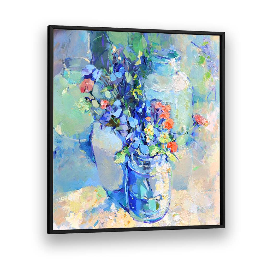 Vibrant WILD FLOWERS in a stylish jar, perfect for floral enthusiasts and home decor lovers. Ideal FLORAL FLOWER PAINTINGS.