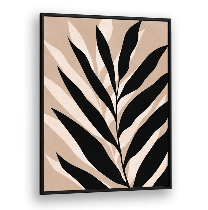 Bold black leaves against a soft background in TROPICAL II, BOHO ART PAINTINGS, perfect for stylish home decor.