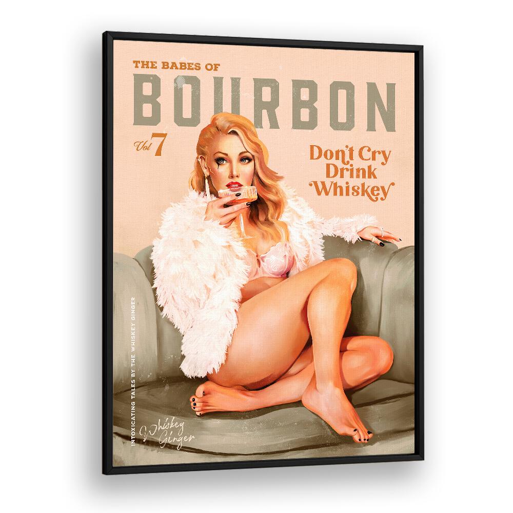 Captivating WHISKEY BABES II, BAR art print featuring vintage pinup charm, perfect for any whiskey lover's space.