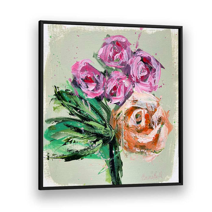 Vibrant Pink Roses, Floral Flower Paintings, showcasing stunning abstract brushstrokes for elegant home decor.