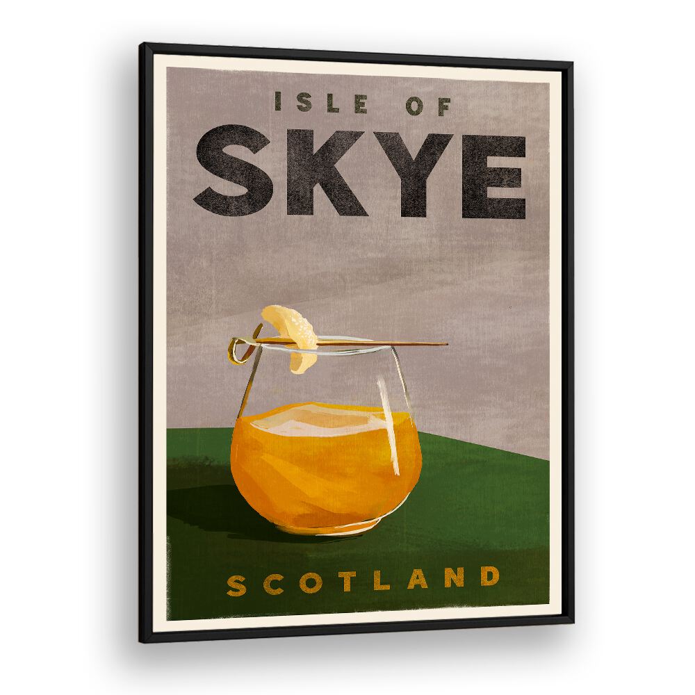 Enchanting Isle of Skye Cocktail Bar art, showcasing a vibrant drink inspired by Scotland's beauty.