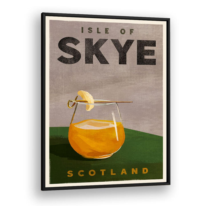 Enchanting Isle of Skye Cocktail Bar art, showcasing a vibrant drink inspired by Scotland's beauty.