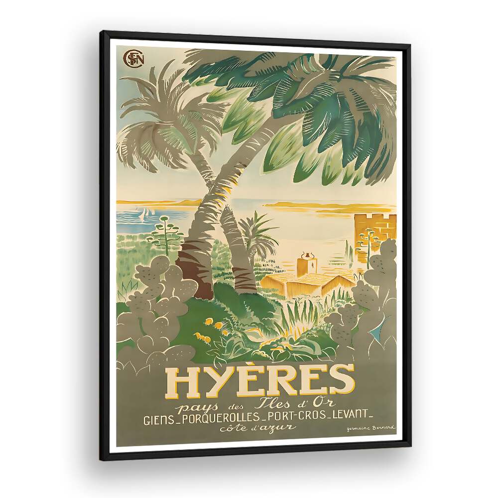 Stylish HYERES, VINTAGE TRAVEL POSTERS showcasing the beauty of Hyères, perfect for transforming your space.