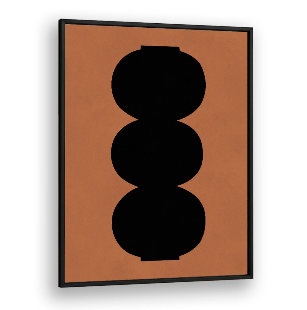 Bold black shapes against a warm background in TRIBAL SHAPES XIV, GEOMETRIC ART PRINTS for modern home decor elegance.