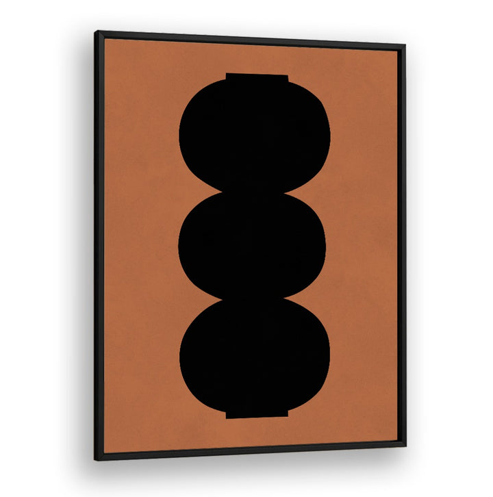 Bold black shapes against a warm background in TRIBAL SHAPES XIV, GEOMETRIC ART PRINTS for modern home decor elegance.