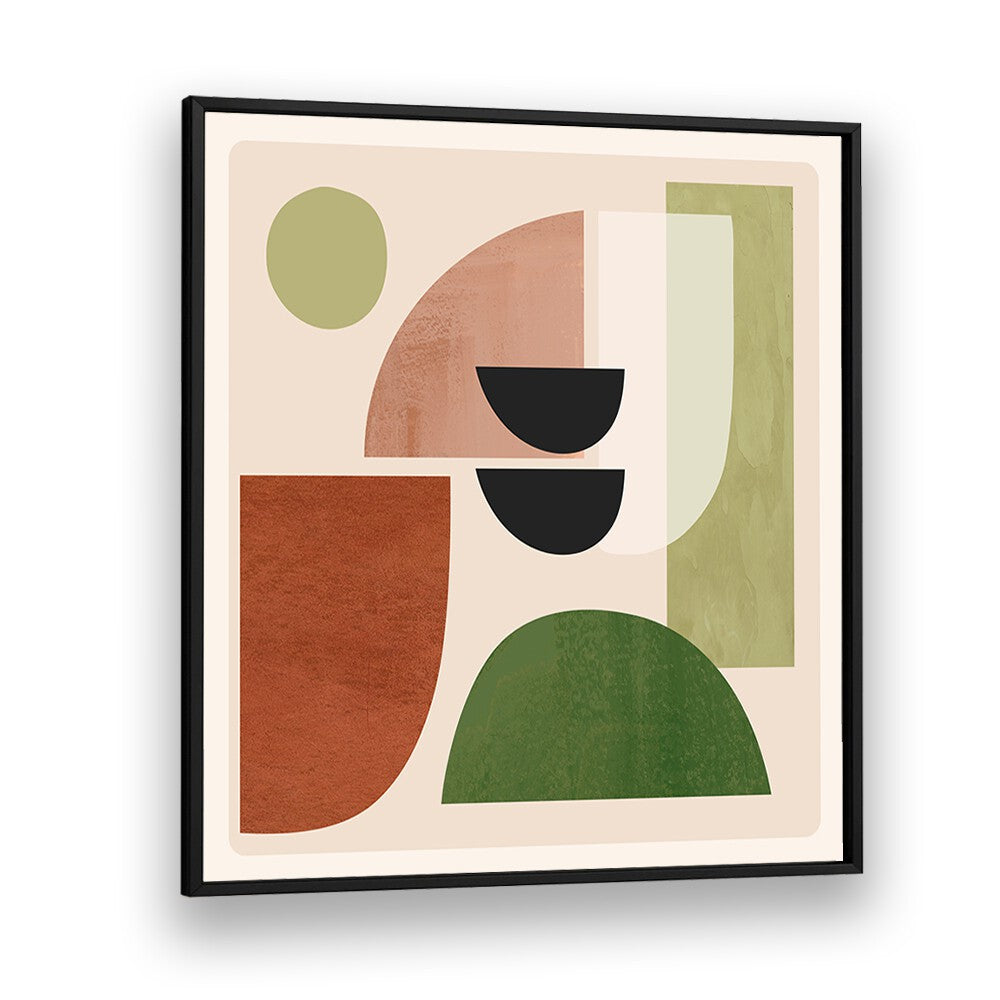 ABSTRACT MINIMAL SHAPES III, BOHO ART PAINTINGS features modern shapes in earthy tones, perfect for eclectic decor.