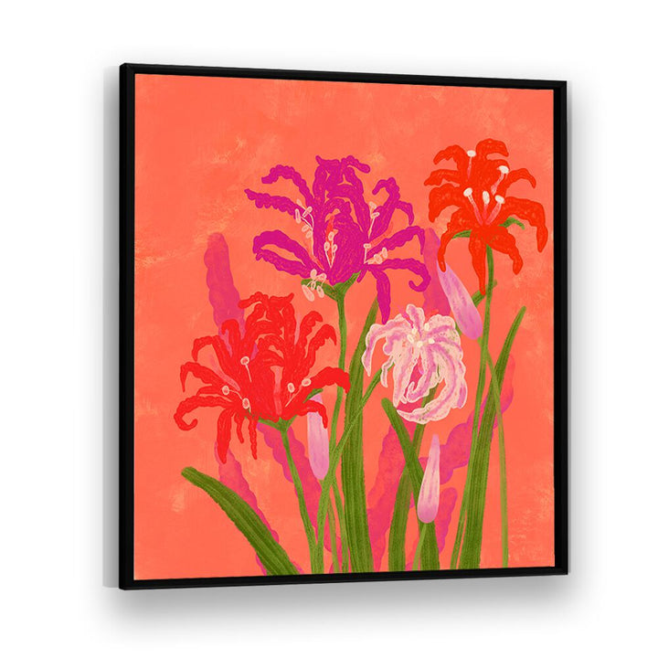 Vibrant RADIANT NERINES FLOWERS in a floral painting, perfect for adding elegance to your home decor.