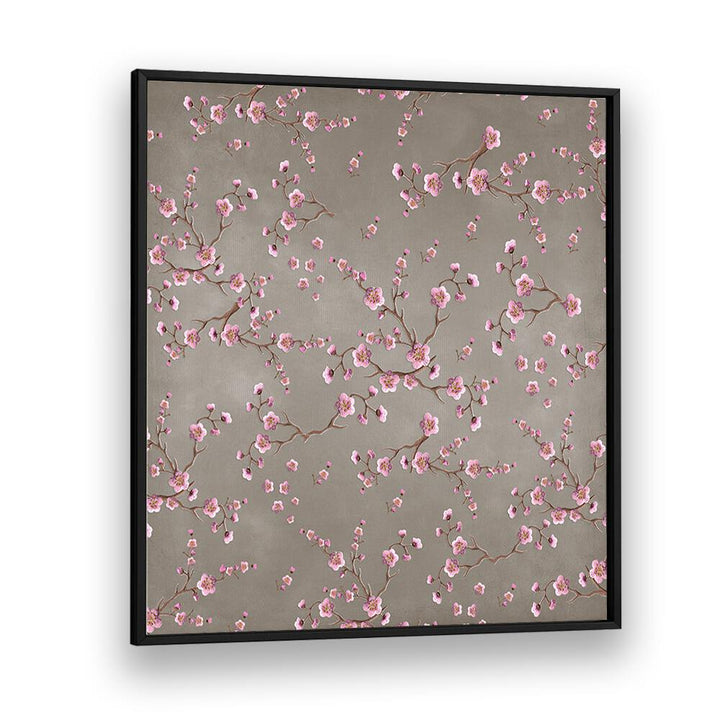 Elegant SAKURA BEIGE, FLORAL FLOWER PAINTINGS feature delicate blooms on a muted background, perfect for any decor.