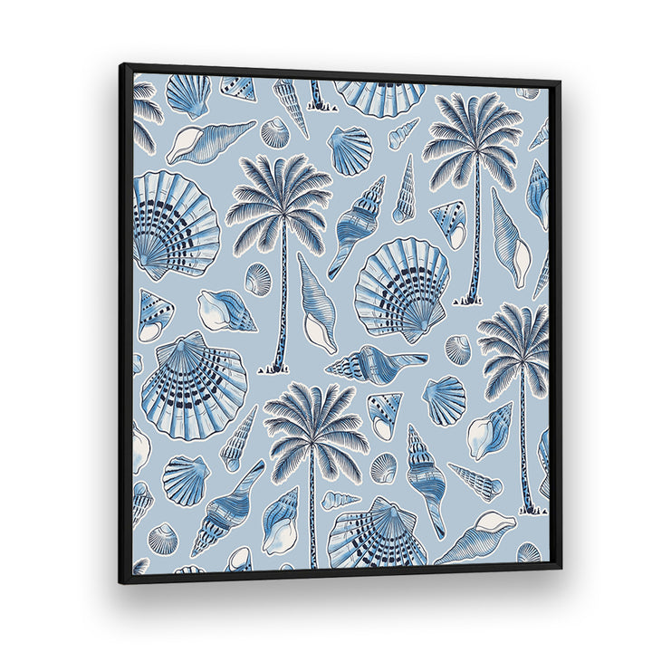 SEA SHELLS AND PALMTREES LIGHT BLUE , BEACH PAINTINGS