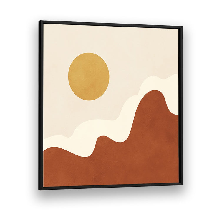 Stylized Sun above curved, boho art paintings bringing earthy aesthetics to elevate your living space.
