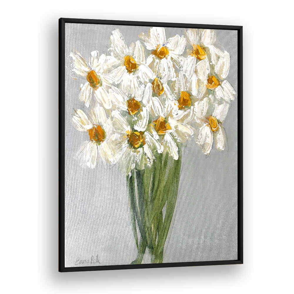 Delicate bouquet of daisies, floral flower paintings brighten any space with vibrant colors and abstract brushstrokes.