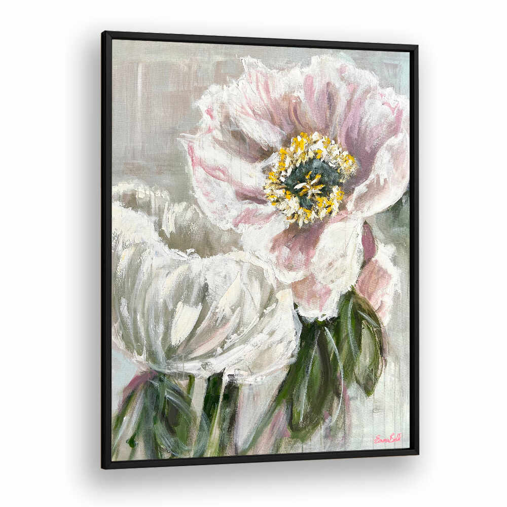 Delicate white and pink flowers in a stunning floral painting, perfect for contemporary decor. Ideal for floral art lovers.