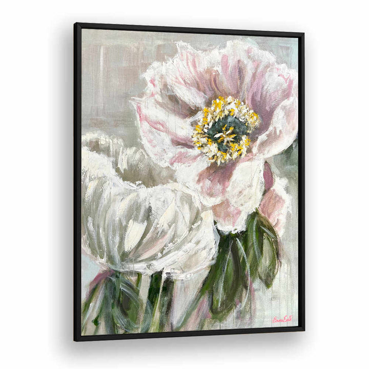 Delicate white and pink flowers in a stunning floral painting, perfect for contemporary decor. Ideal for floral art lovers.