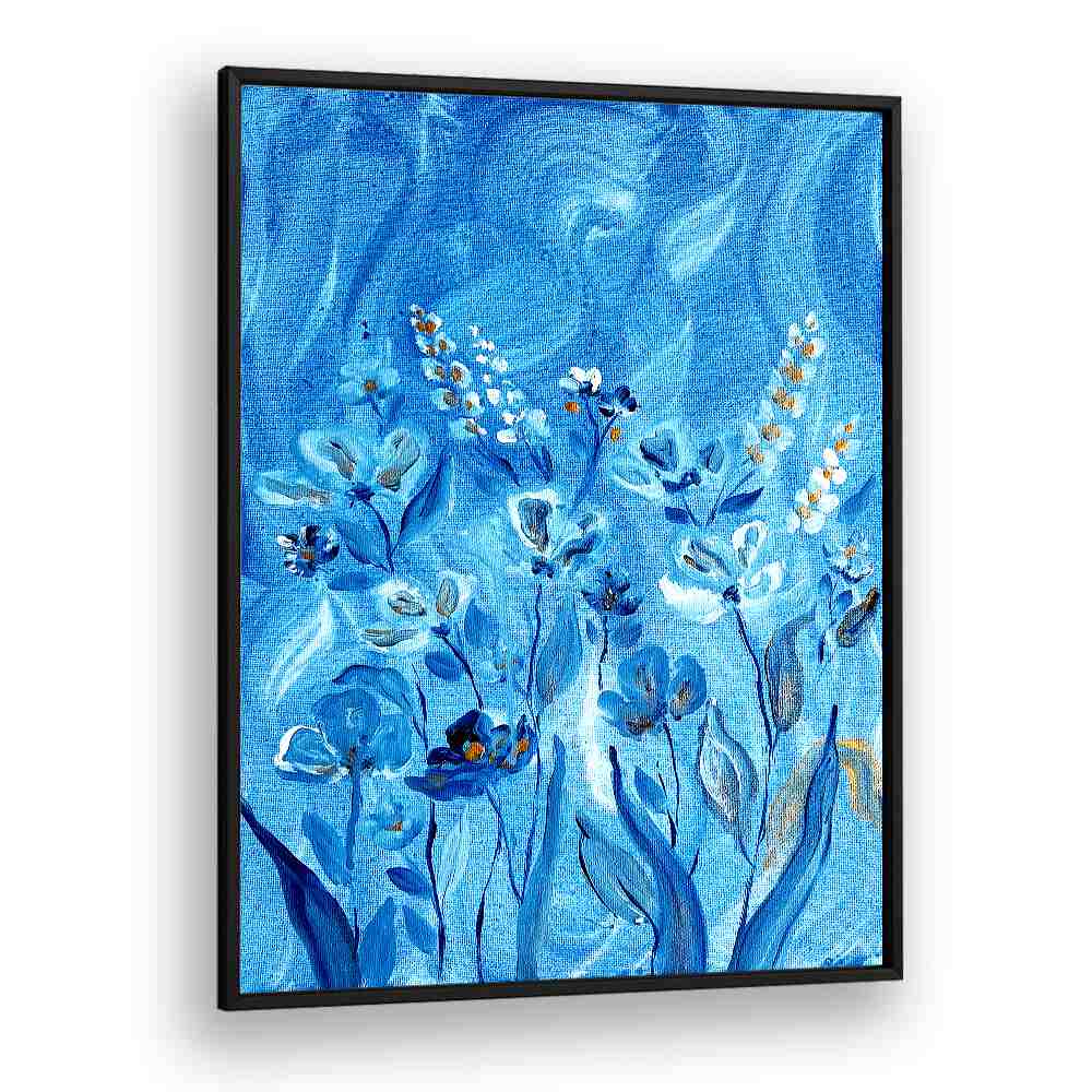 Elegant SHADOWS , FLORAL FLOWER PAINTINGS in vibrant blue hues, adding beauty and depth to your space.