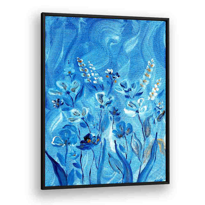 Elegant SHADOWS , FLORAL FLOWER PAINTINGS in vibrant blue hues, adding beauty and depth to your space.
