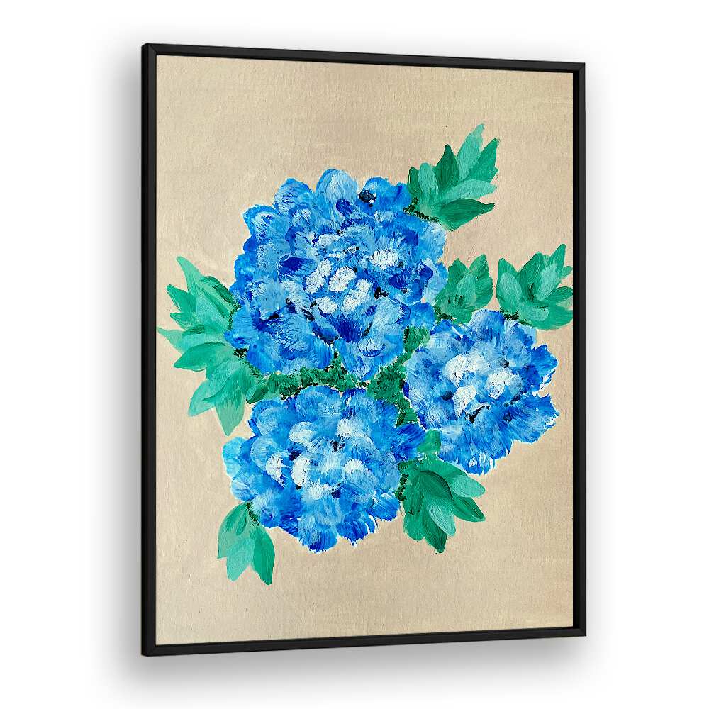 Vibrant blue hydrangea blossoms featured in exquisite HYDRANGEA, FLORAL FLOWER PAINTINGS for a stunning home decor touch.