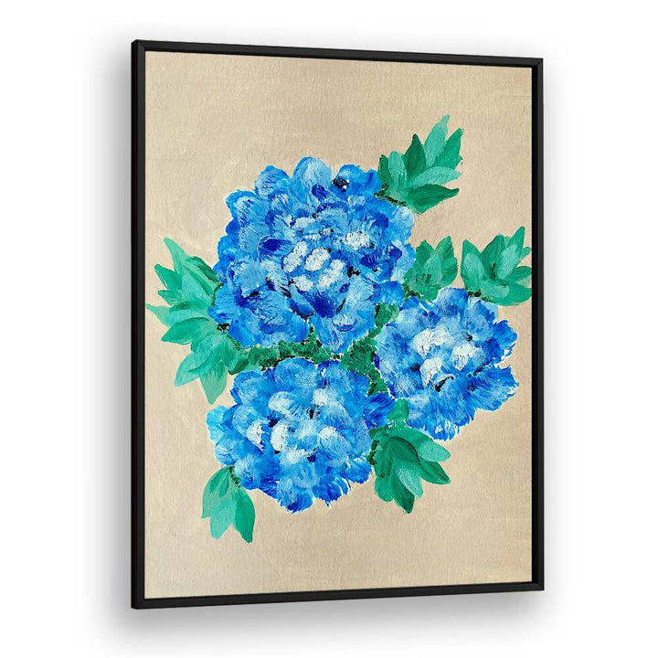 Vibrant blue hydrangea blossoms featured in exquisite HYDRANGEA, FLORAL FLOWER PAINTINGS for a stunning home decor touch.