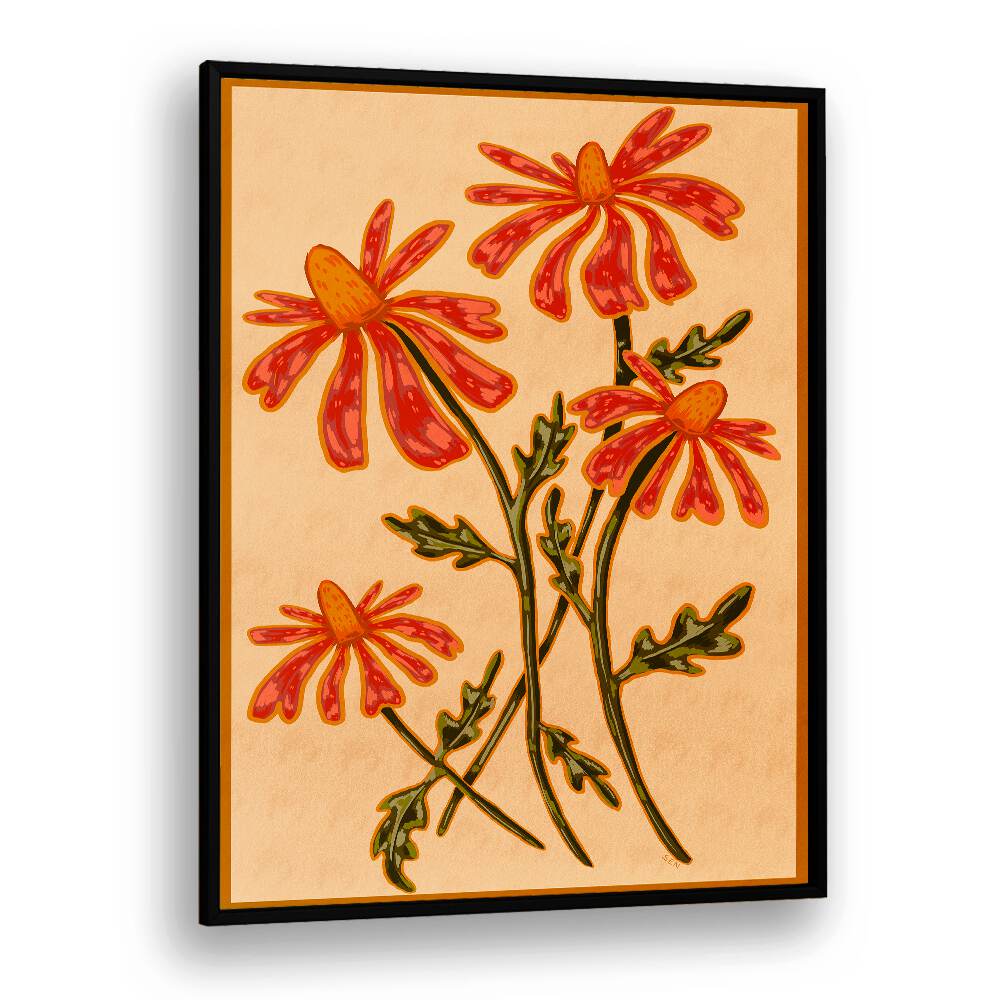 Bright red flowers in "PETALS IN BLOOM, FLORAL FLOWER PAINTINGS" add vibrant charm to any living space.