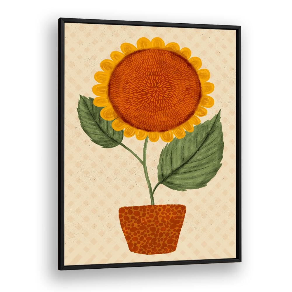Bright sunflower pot art featuring vibrant floral flower paintings, perfect for home decor. Ideal for nature lovers!