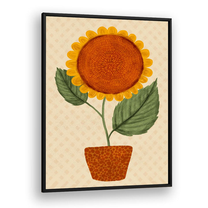 Bright sunflower pot art featuring vibrant floral flower paintings, perfect for home decor. Ideal for nature lovers!
