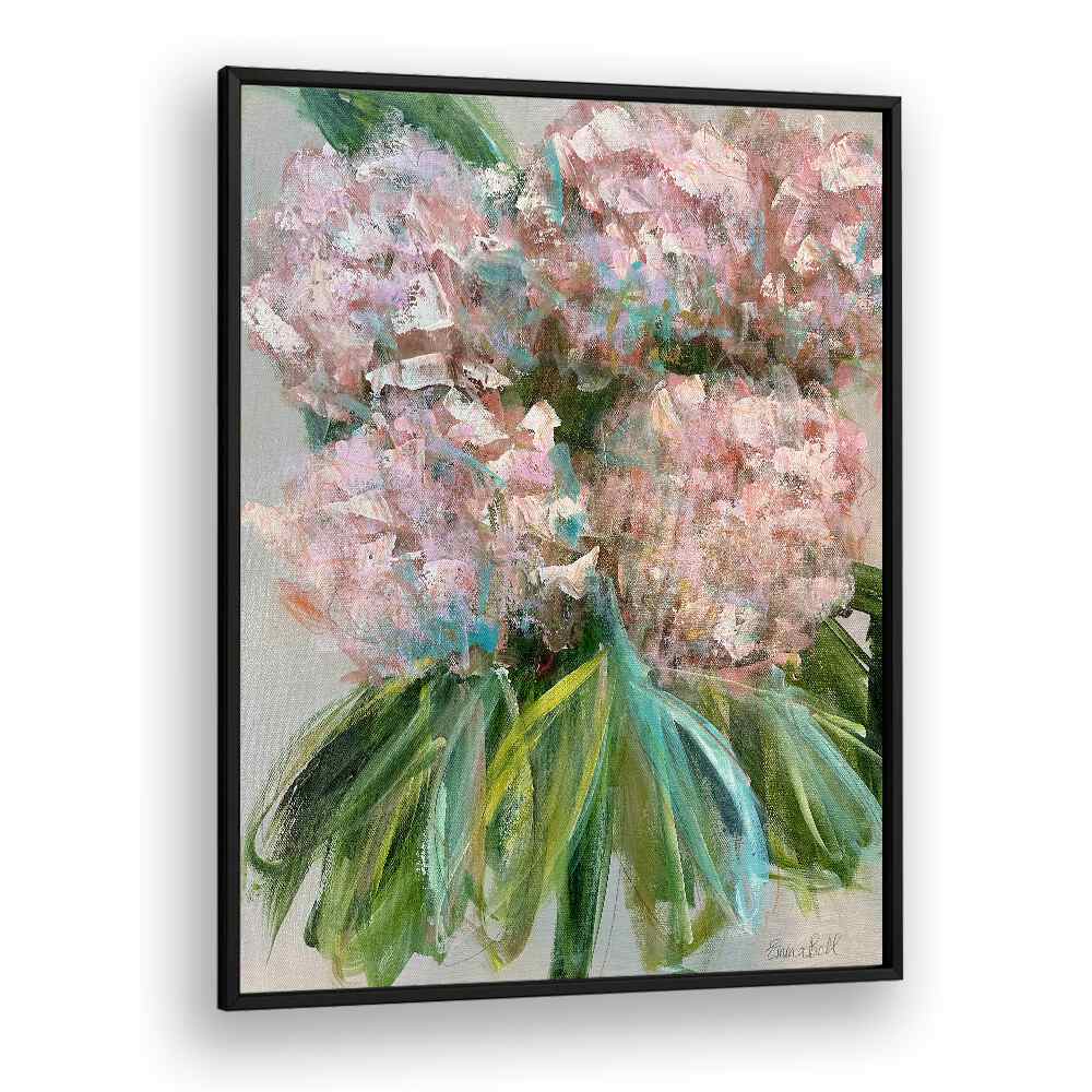Delicate PINK HYDRANGEAS WITH LEAVES, FLORAL FLOWER PAINTINGS enhance your home décor with vibrant elegance.