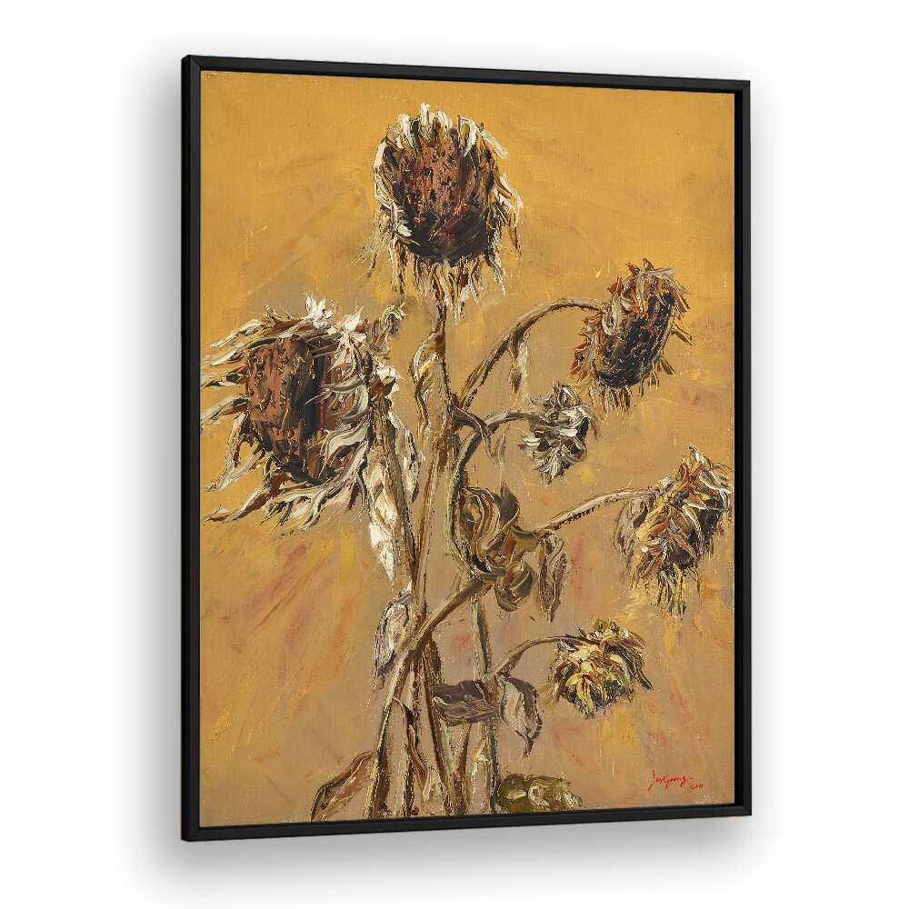 Beautiful SUNFLOWER V, FLORAL FLOWER PAINTINGS showcase vibrant sunflowers against a warm backdrop, perfect for any decor.
