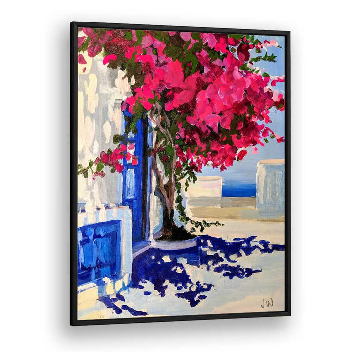 Vibrant CABO, FLORAL FLOWER PAINTINGS showcasing pink blooms against a sunny coastal backdrop, perfect for any decor.