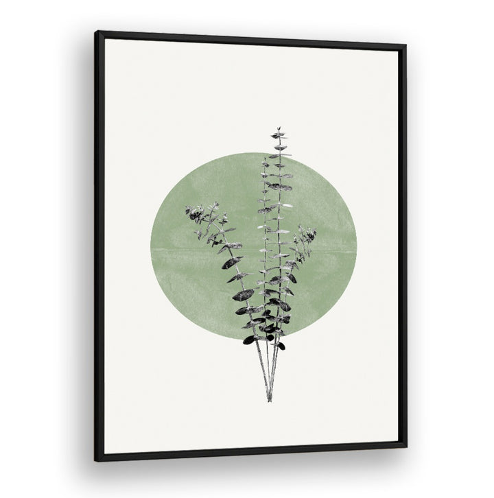 EUCALYPTUS AND GREEN MOON, FLORAL FLOWER PAINTINGS offer a modern touch to your living space with tranquil aesthetics.