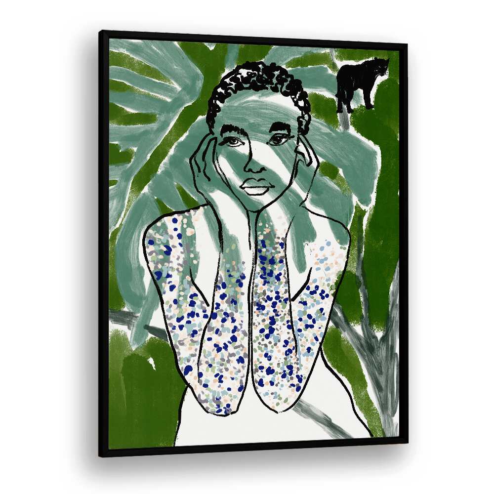 Vibrant illustration from the JUNGLE ZONE, PORTRAITS collection, blending jungle aesthetics with human beauty.