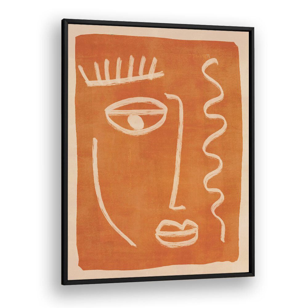 Abstract face portrait in warm tones, perfect for boho art paintings to enhance your space with artistic charm.