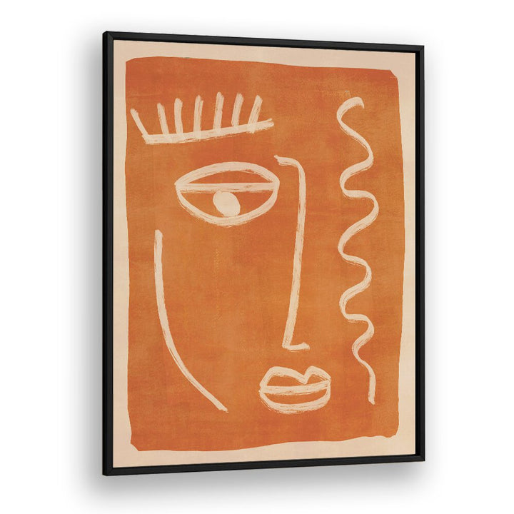 Abstract face portrait in warm tones, perfect for boho art paintings to enhance your space with artistic charm.
