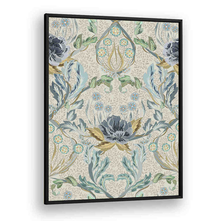 Transform your space with the HAZY BLUE TINTED PATTERN, PATTERN ART PRINTS featuring intricate floral designs.