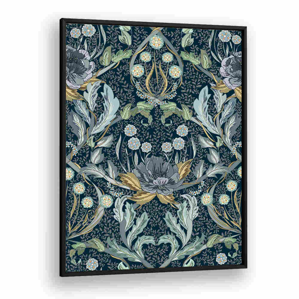 Elegant Floral Blue Pattern art prints, perfect for transforming your space with bohemian charm and intricate details.