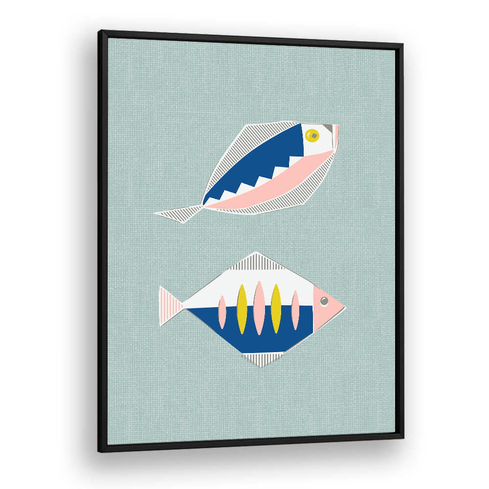 MID CENTURY KITCHEN FISHES MINT II , KITCHEN POSTERS