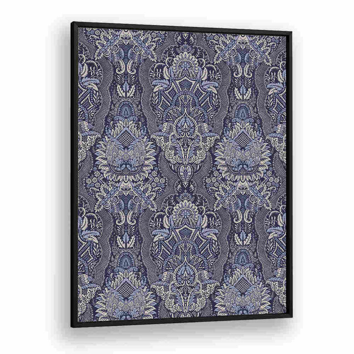 ORNATE FLORAL ELEGANCE MIDNIGHT BLUE , PATTERN ART PRINTS