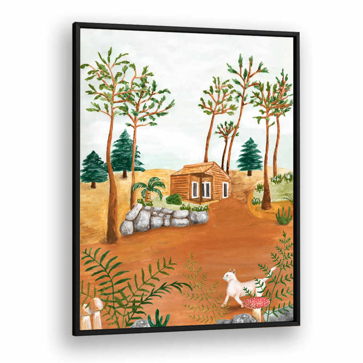 CABIN IN THE WOODS , LANDSCAPE PAINTINGS