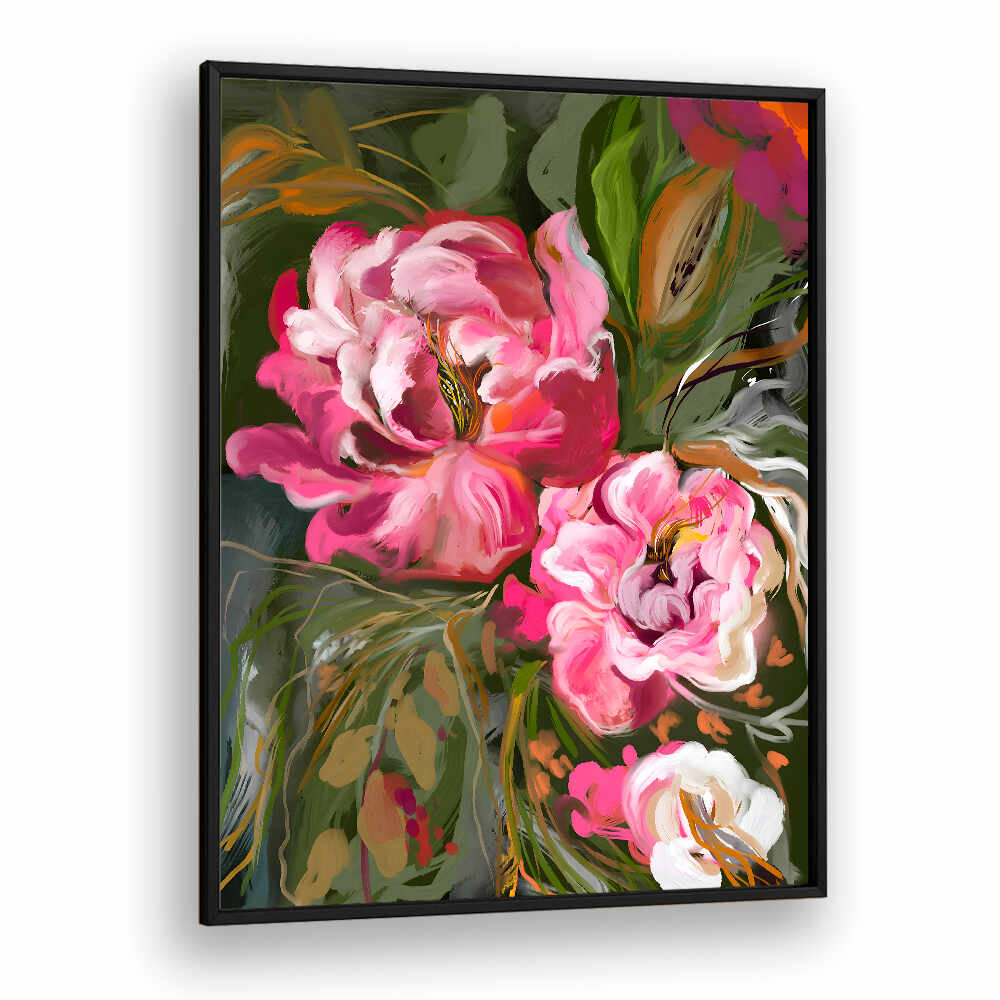 EXPRESSIVE PINK PEONIES , FLORAL FLOWER PAINTINGS