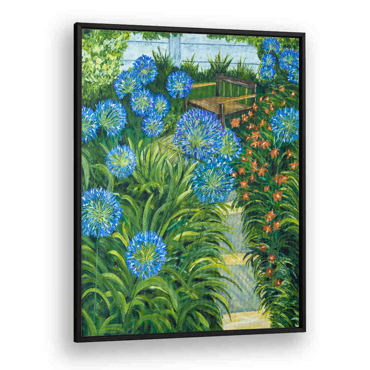Vibrant PATHWAY, FLORAL FLOWER PAINTINGS showcasing lush blooms and greens, perfect for enhancing your living space.