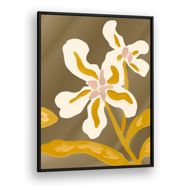 TWO GOLDEN BLOOMS , FLORAL FLOWER PAINTINGS