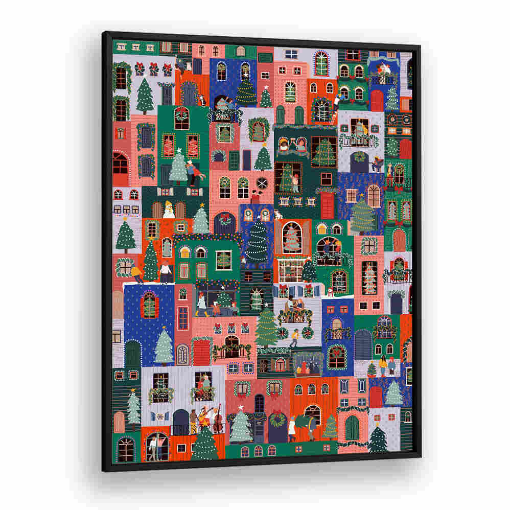 HOLIDAY HOUSES , PATTERN ART PRINTS