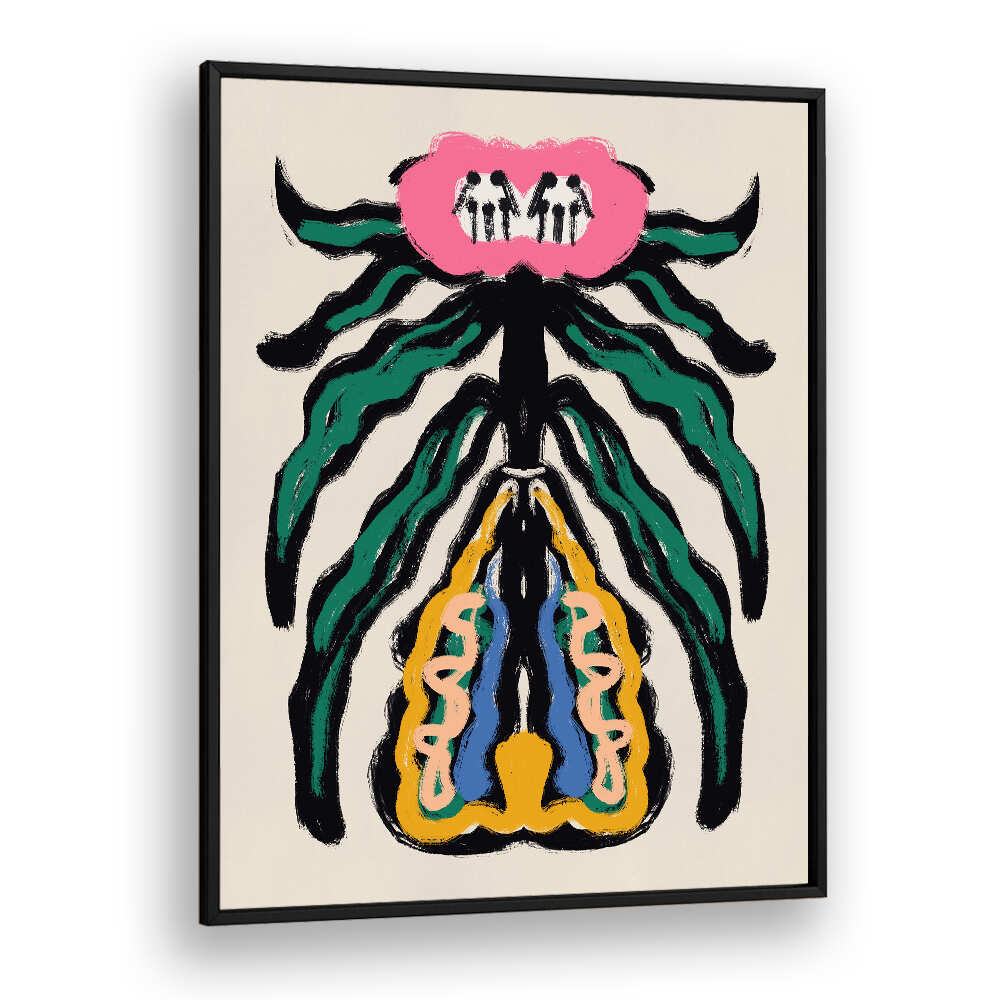 SYMMETRICAL DESIGN WITH A PINK FLOWER , FLORAL FLOWER PAINTINGS