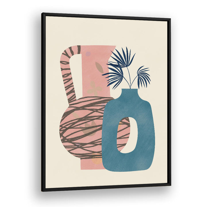 STILL LIFE WITH BLUE AND PINK VASE , BOHO ART PAINTINGS