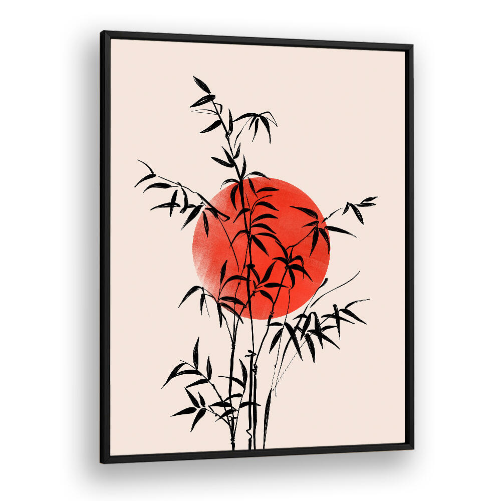 BAMBOO WITH RED SUN , LANDSCAPE PAINTINGS