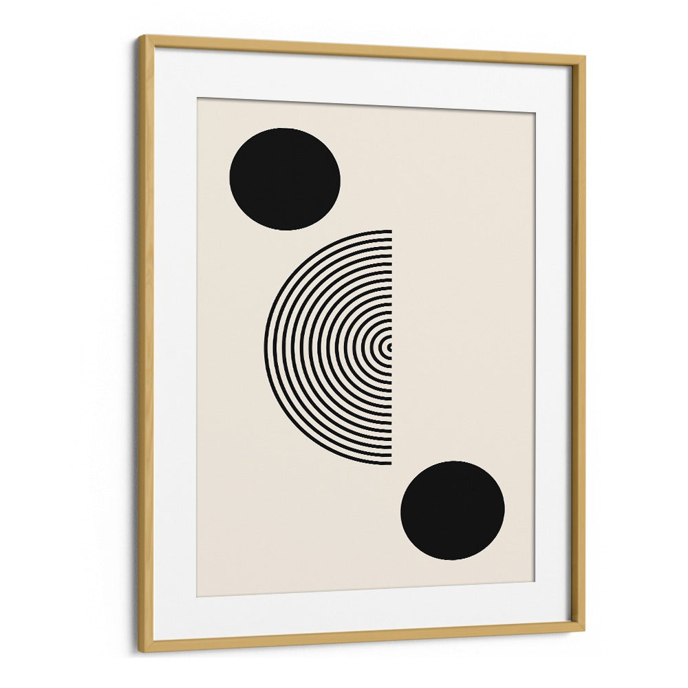 Elegant BLACK MOLE I, BOHO ART PRINTS featuring black and white abstract design in oak wood frame, perfect for modern decor.