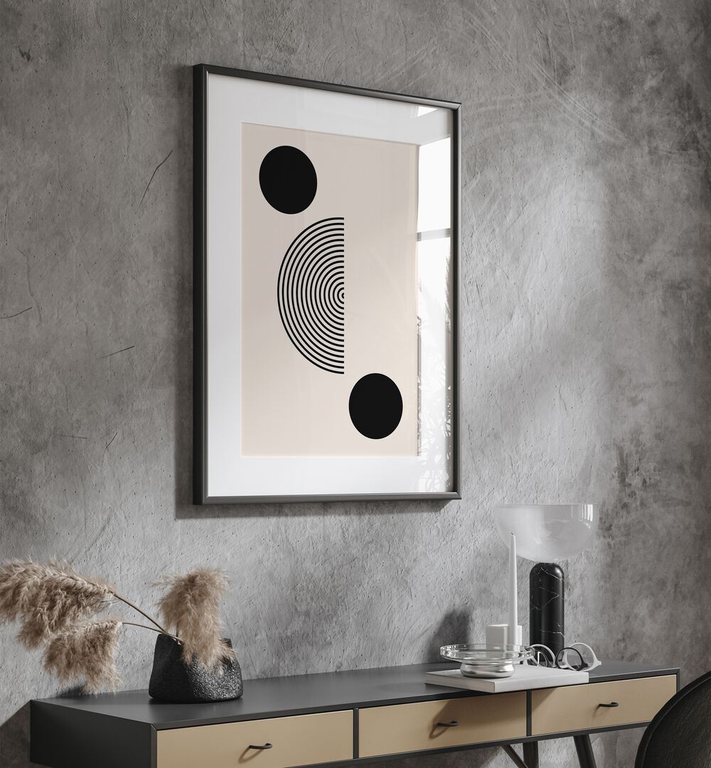 Elegant BLACK MOLE I, BOHO ART PRINTS showcasing modern black and white abstract design, perfect for any stylish space.